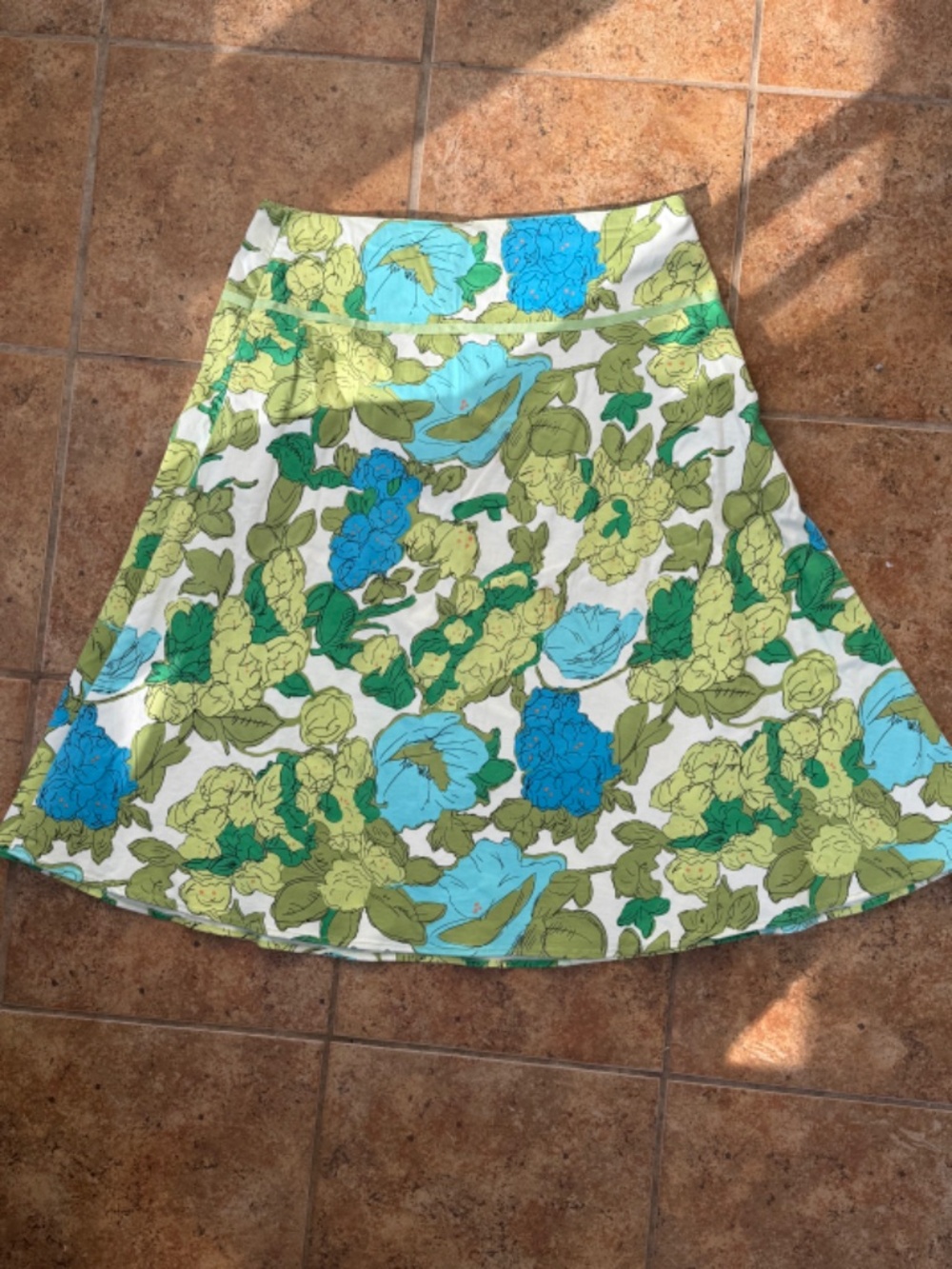 Cottagecore Floral Wrap Skirt Size 10 Green Blue Vintage Boho Midi